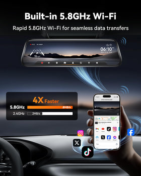 WOLFBOX G930 split screen view for simultaneous front and rear footage