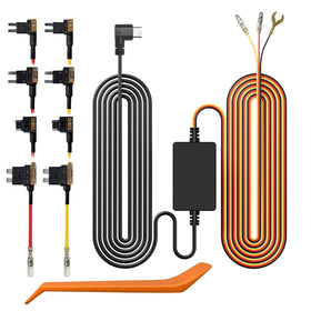 WOLFBOX hardwire kit front view showing USB‑C lead and connectors for tidy power