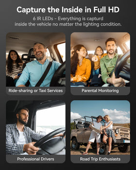 WOLFBOX i07 six infrared LEDs for enhanced night vision inside the car