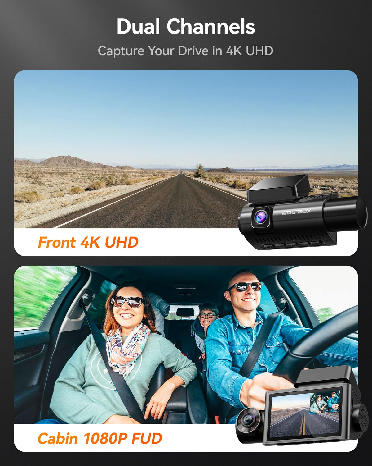 WOLFBOX i07 rear camera 1080p for added crash documentation