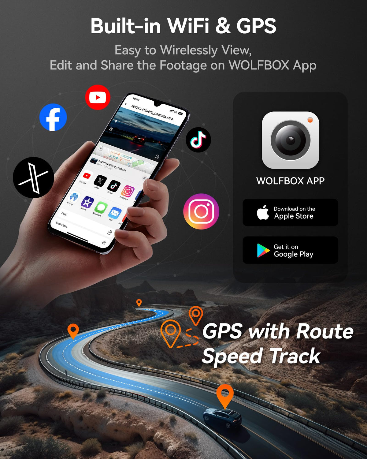 WOLFBOX i07 WiFi connectivity for quick sharing and management