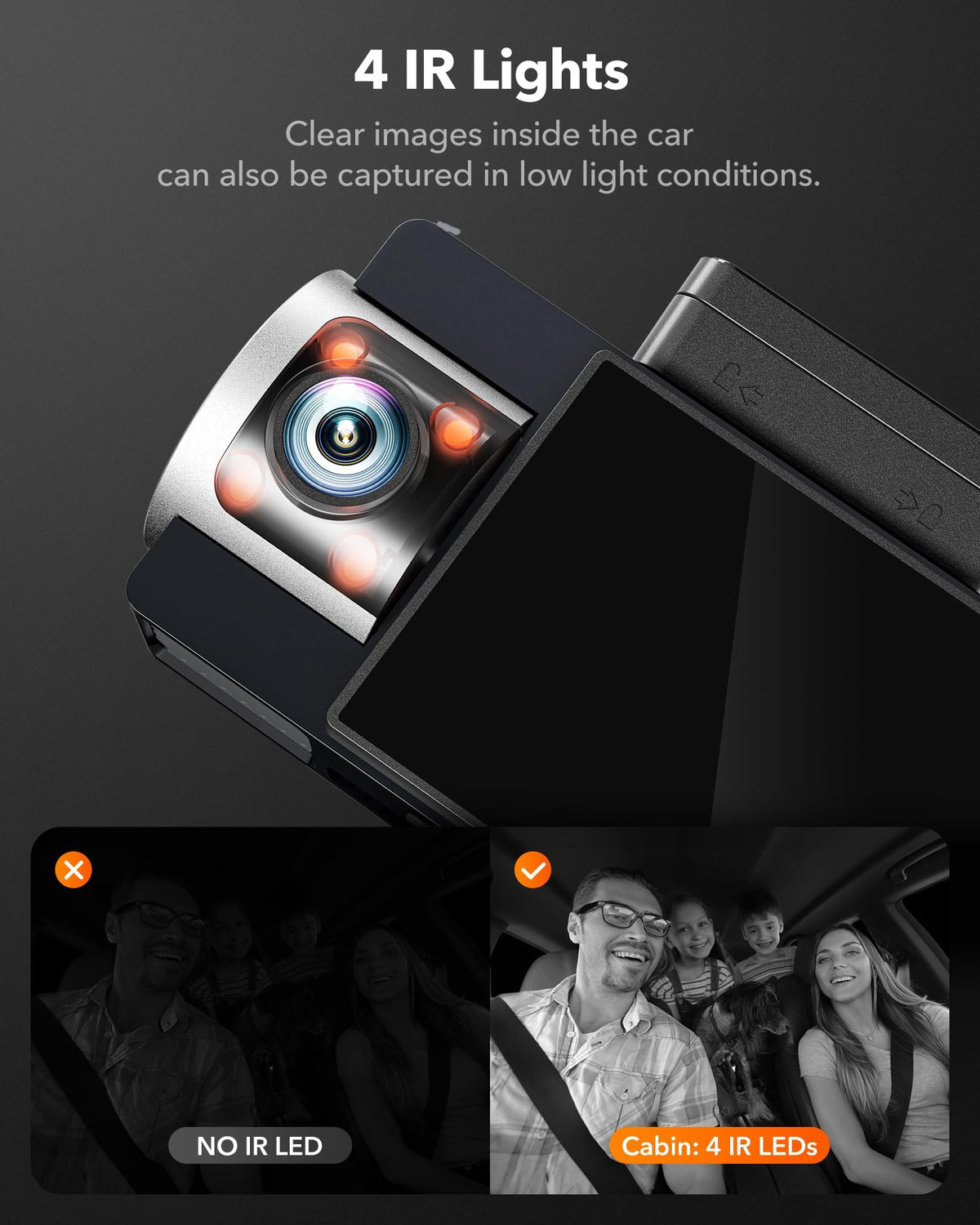 WOLFBOX screen live preview of synchronized front interior rear feeds