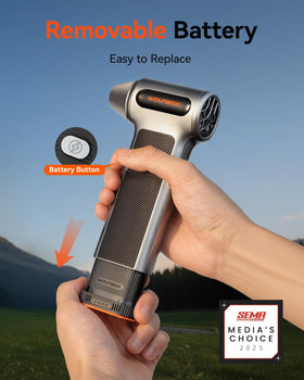 Wolfbox MF200 jet airflow provides quick dust removal at high velocity.