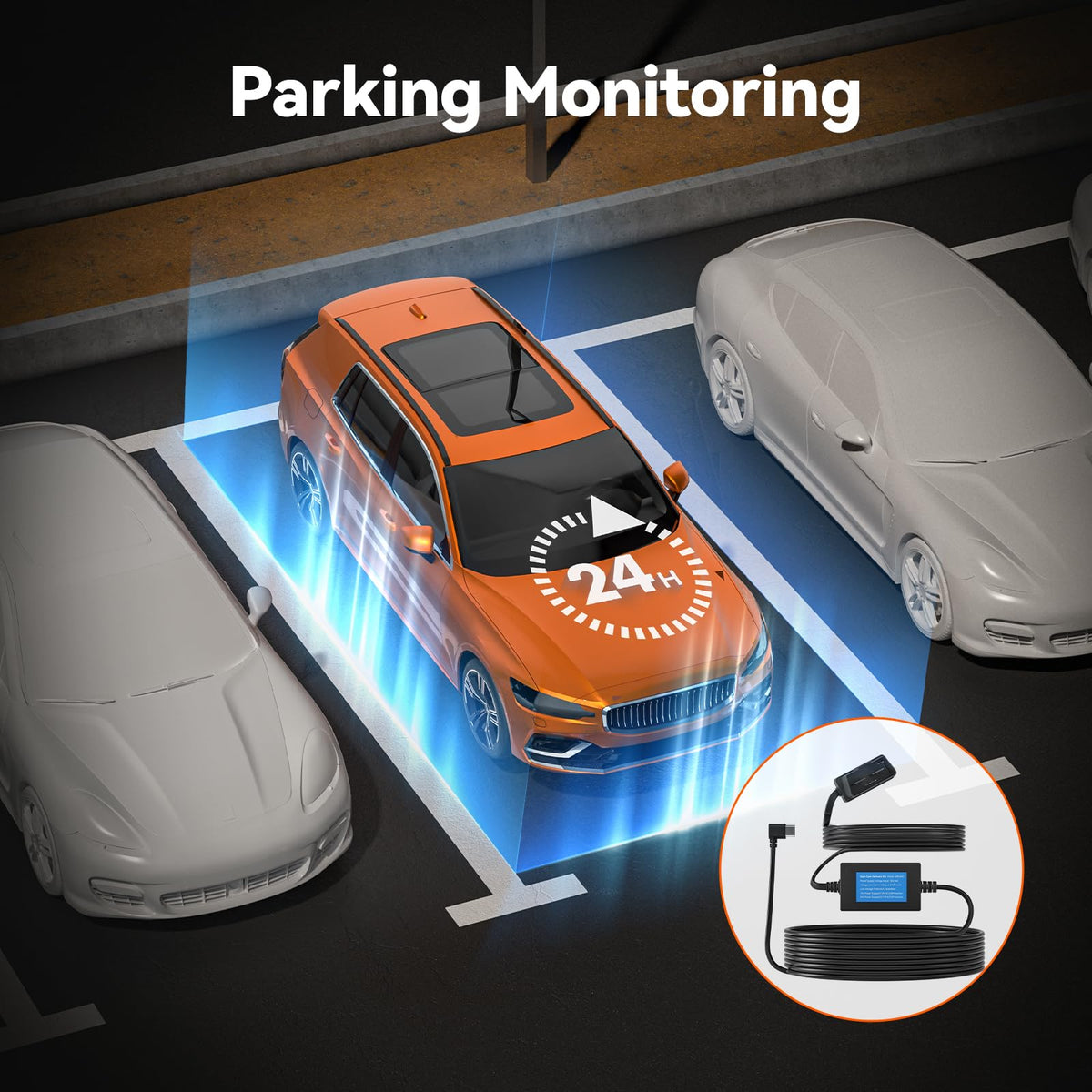 WOLFBOX dashcam installation with OBD kit demonstrating neat wiring