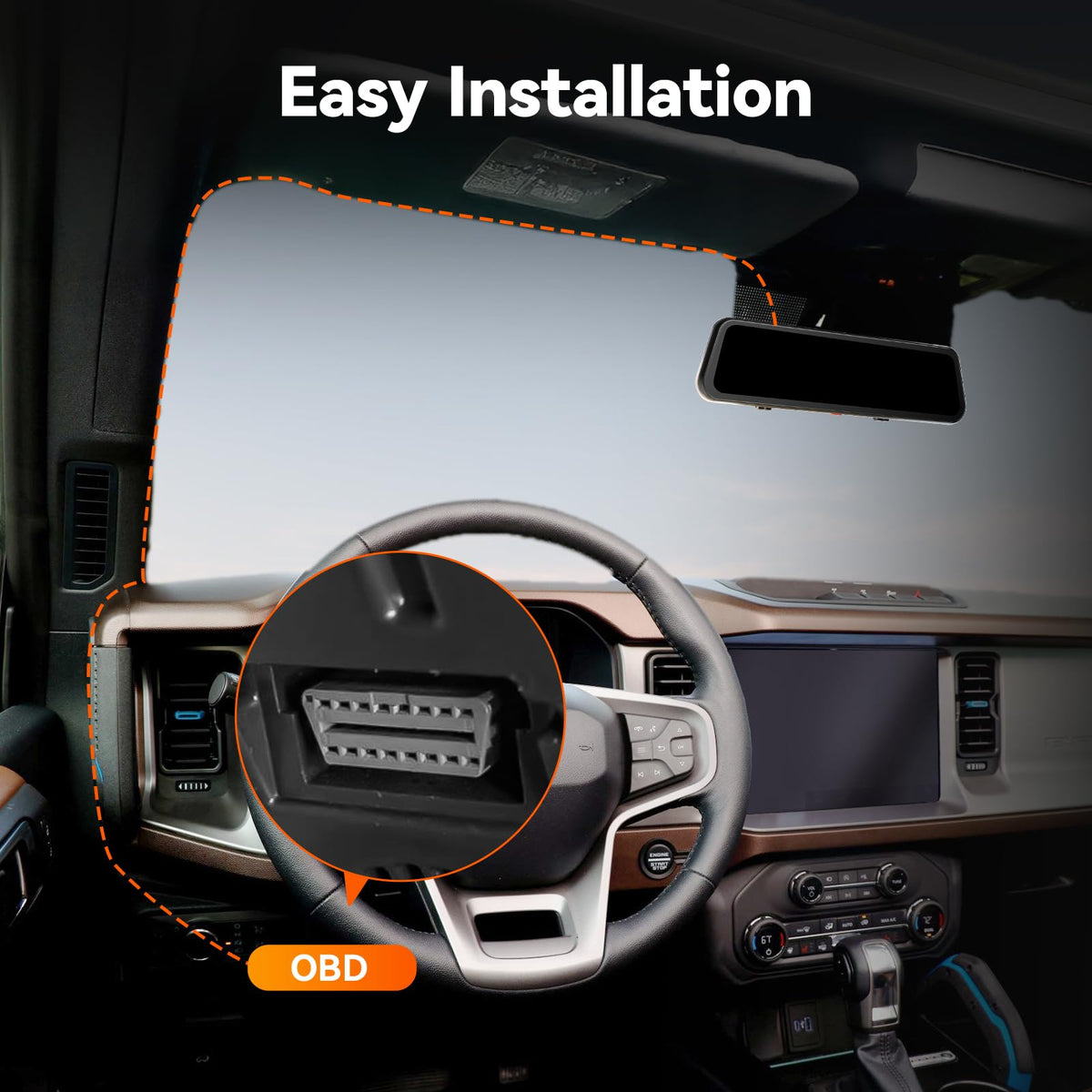 WOLFBOX installation location under steering area for convenient access