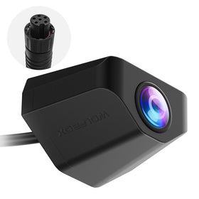 WOLFBOX rear camera front view showing compact housing and clear optics, improving rear visibility