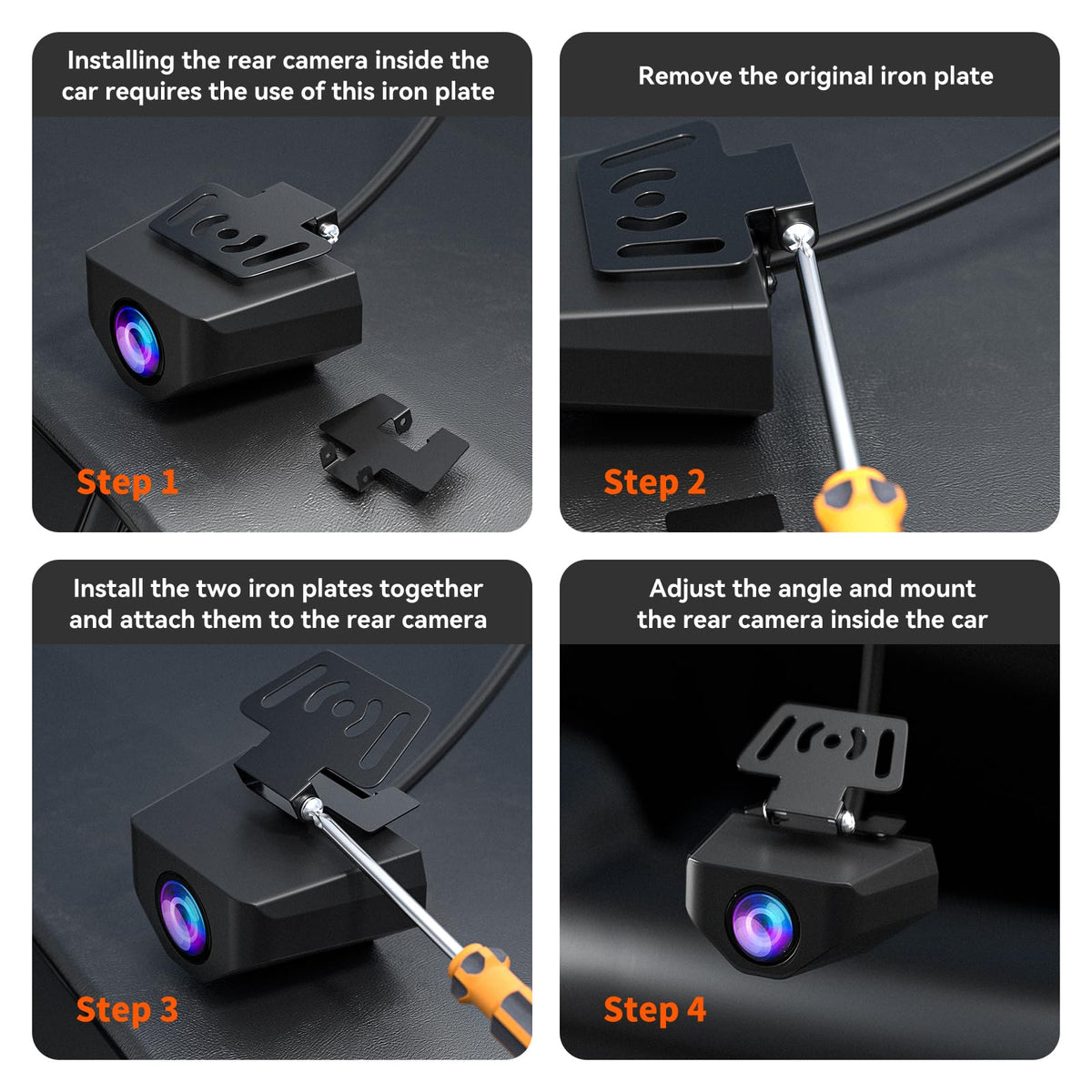 WOLFBOX camera next to ruler showing compact size for discreet mounting