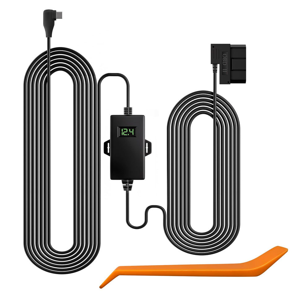 WOLFBOX USB-C hardwire kit OBD connector powers dash cam safely