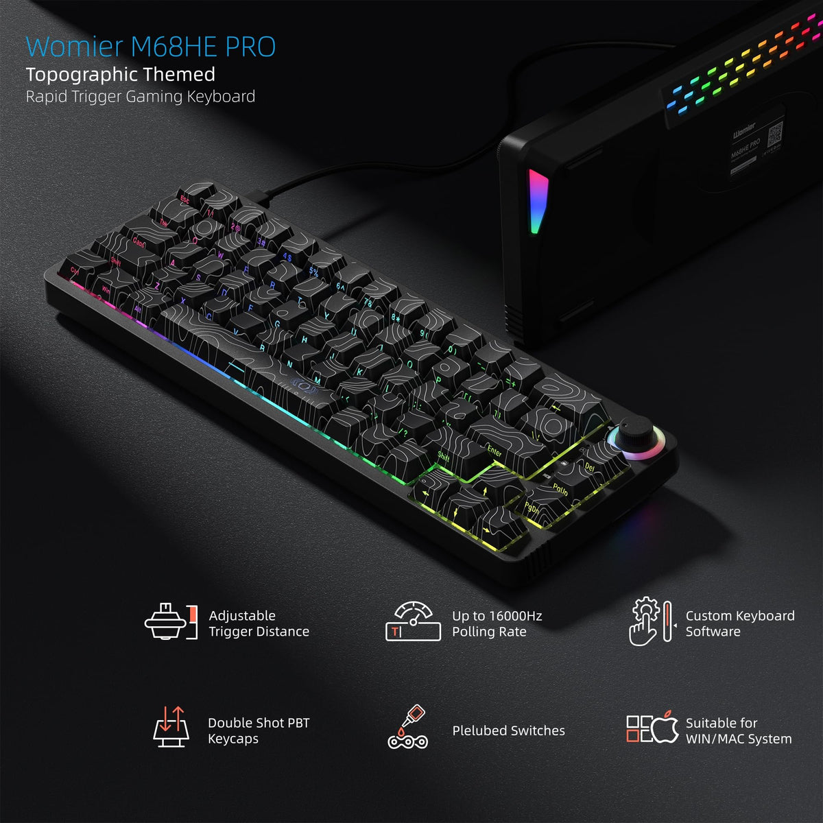 Womier RGB lighting in gaming setup enhancing atmosphere and visibility