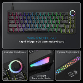 Womier keyboard on desk demonstrating 60% layout saving space