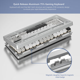 Womier RD75 Pro ball-catch design enables tool-free disassembly.