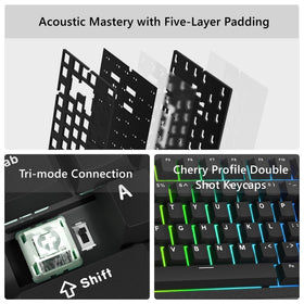 Womier SK75 south-facing RGB offers brighter backlighting and clearer key visibility.