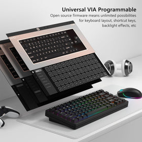 Womier SK75 VIA programmable keyboard enables easy remaps and personalized layouts.