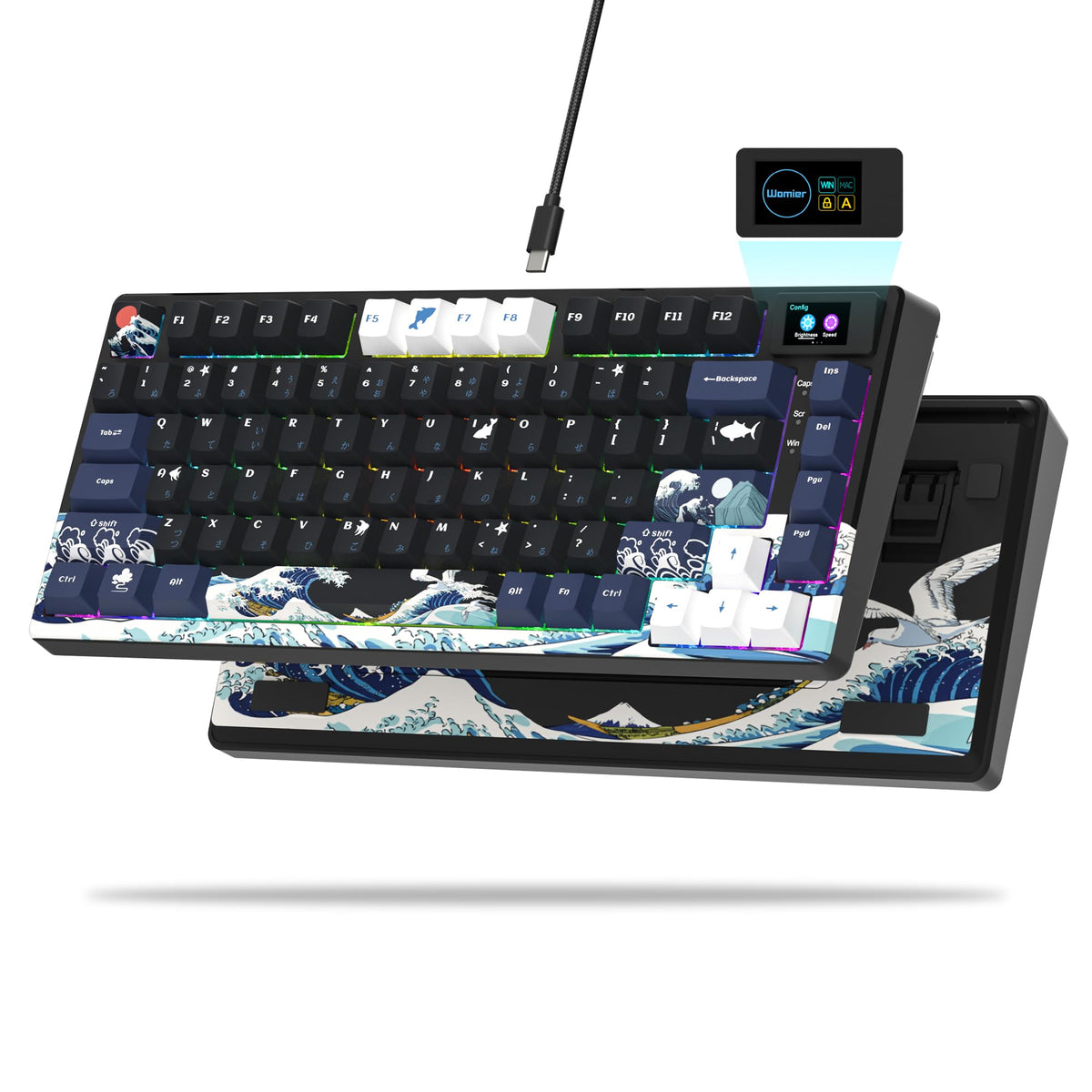 Womier SK80 multimedia display shows volume, RGB mode for quick control