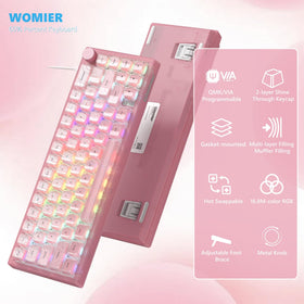 Womier keyboard on desk with mouse showing compact 60% layout saving space