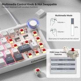 Womier VK66 PRO gasket mount detail illustrating dampened vibrations and quieter typing benefit