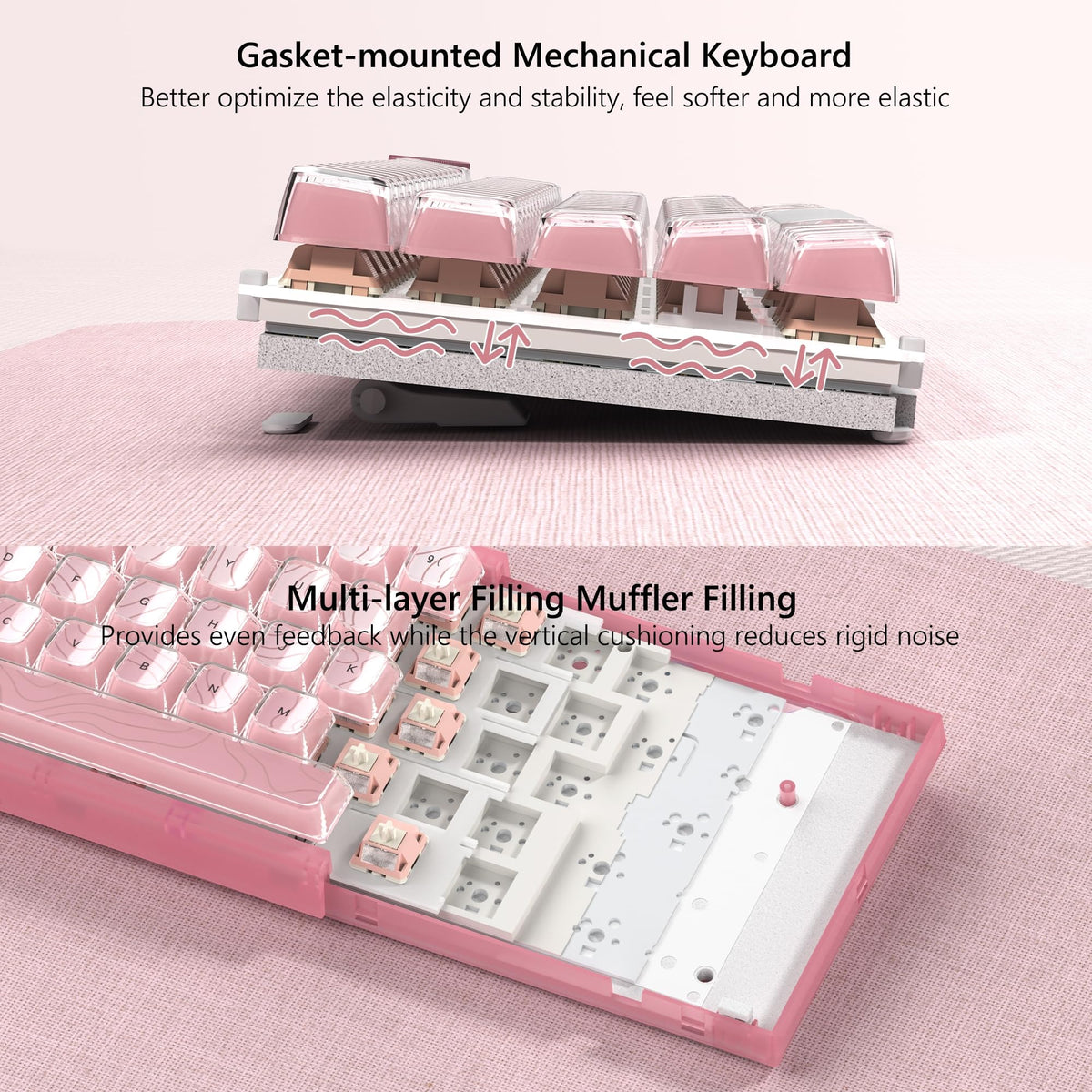 Womier multimedia knob and keys showing quick volume control and tactile feedback