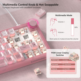Womier POM linear switch close-up demonstrating smooth travel and creamy sound