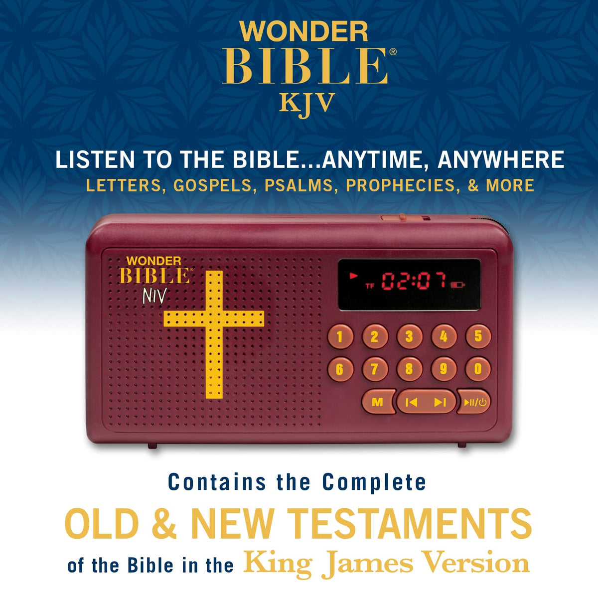 WONDER BIBLE closeup of controls highlighting simple navigation benefits