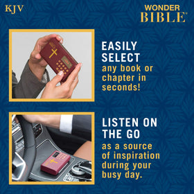 WONDER BIBLE USB charging and earphone jack view for easy recharging