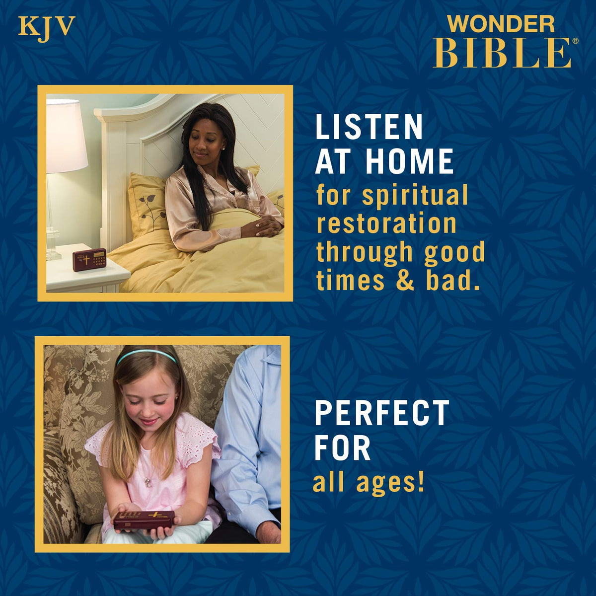 WONDER BIBLE held in hand demonstrating portable size and convenience