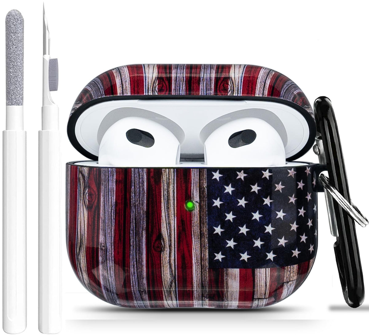 Wonjury AirPods 3 case with American flag front protects against scratches.