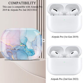 Wonjury watercolor marble AirPods Pro case back view displaying pattern