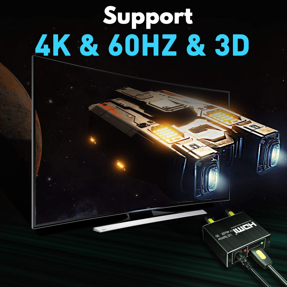 Wonlyus HDMI splitter 4K-capable for crisp detail on two displays