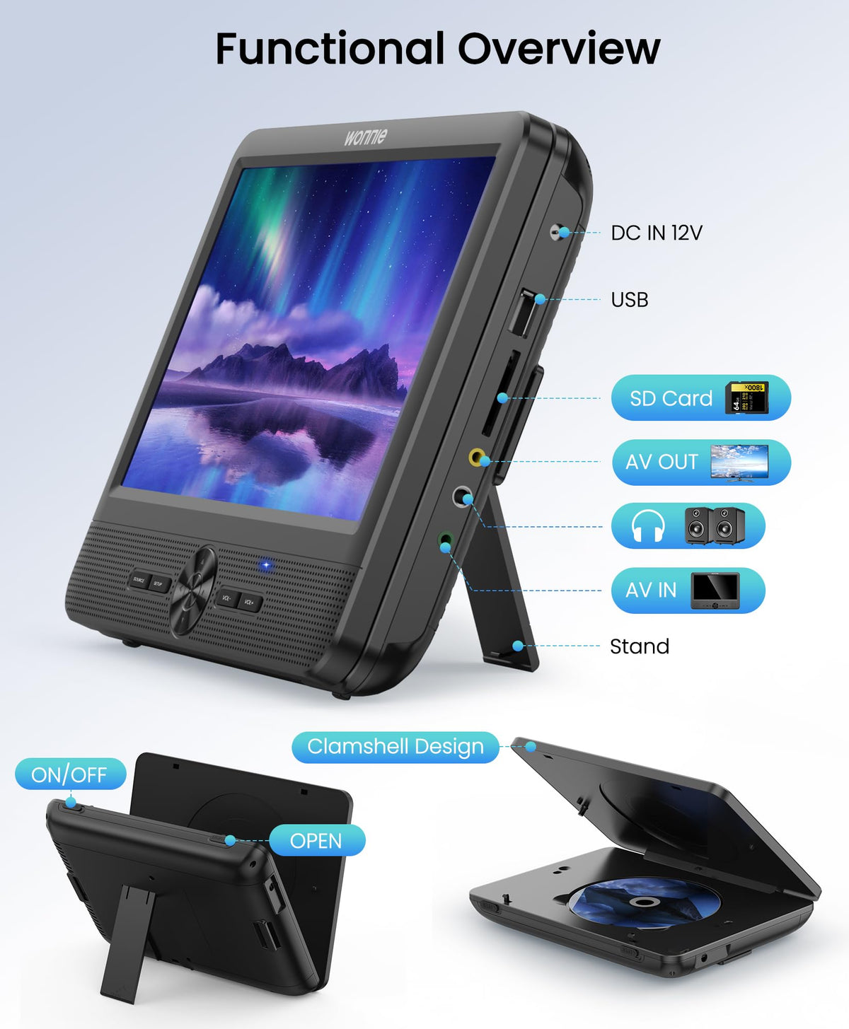 WONNIE complete packaging with mounts cables and remotes