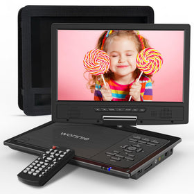 WONNIE 12.5 inch portable DVD player mounted on car headrest for backseat viewing.