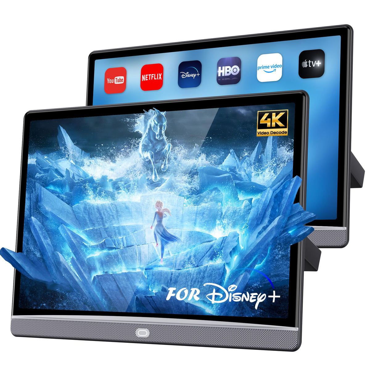 Wonnie 13.3-inch headrest monitor front view for vivid backseat entertainment.