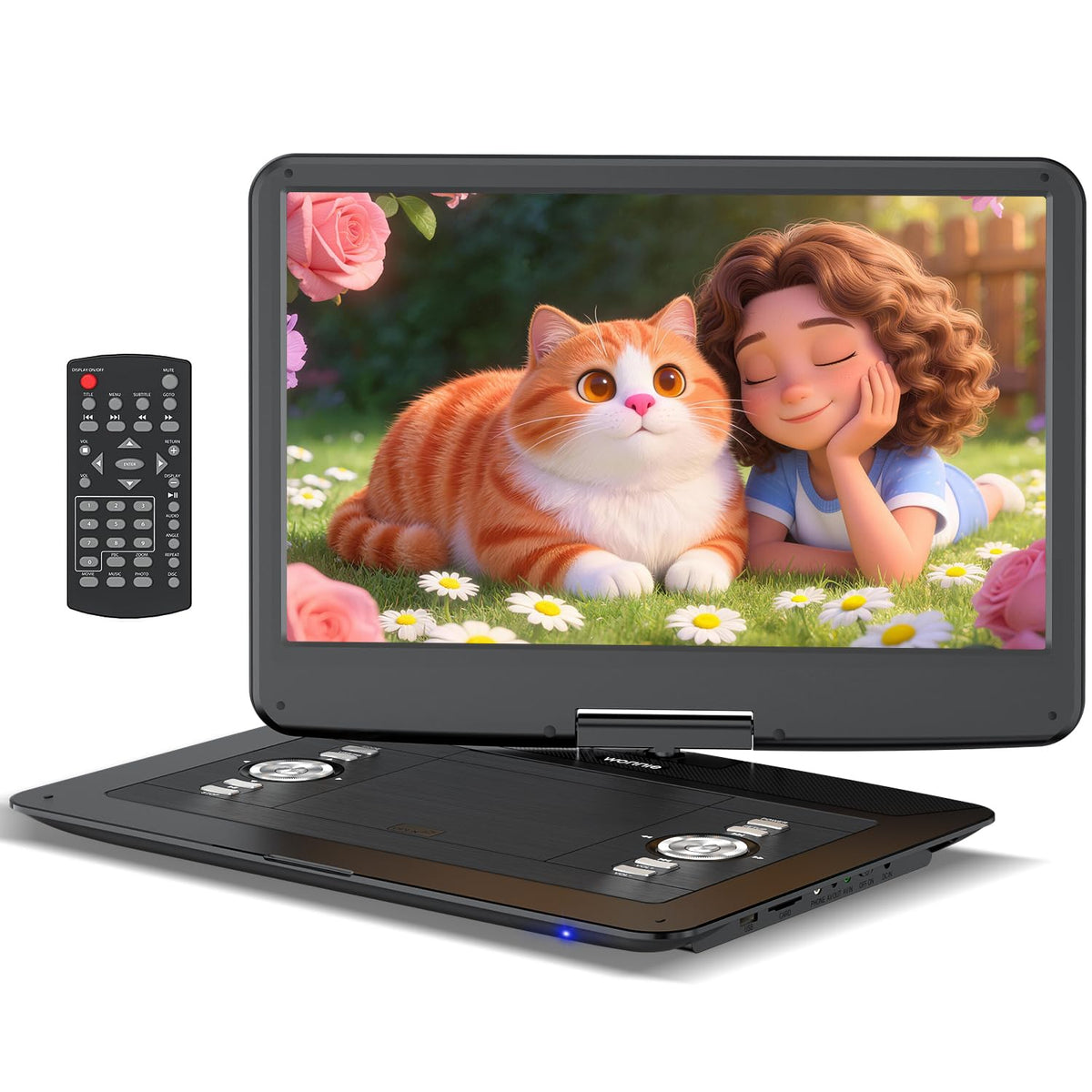 WONNIE 18-inch DVD player with swivel screen for flexible viewing on the go