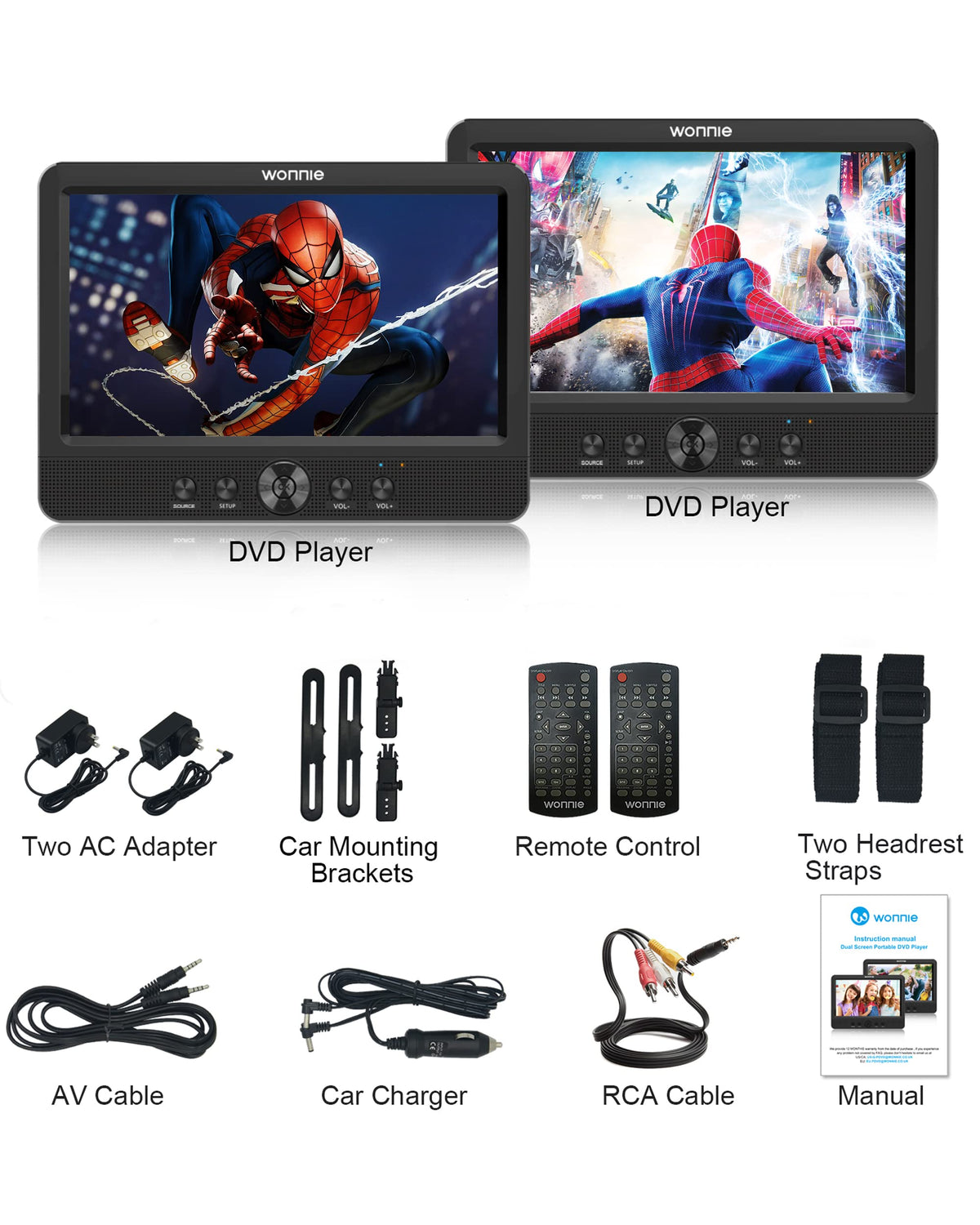 Two AC adapters included for flexible power options