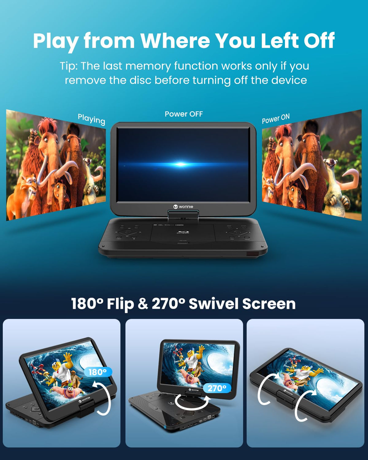 WONNIE 1080p display delivering sharp detail and vivid colors in bright rooms