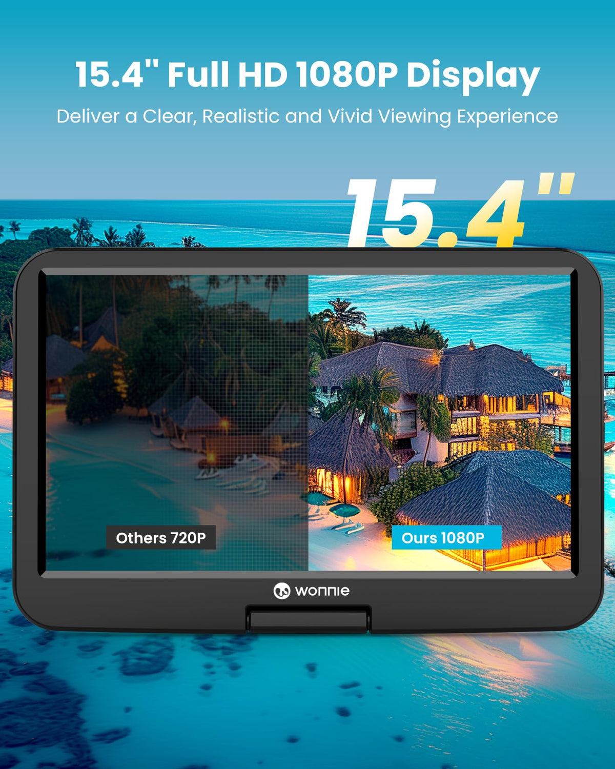 WONNIE Blu-ray/DVD player with HDMI Out connects to a TV for bigger screen sharing