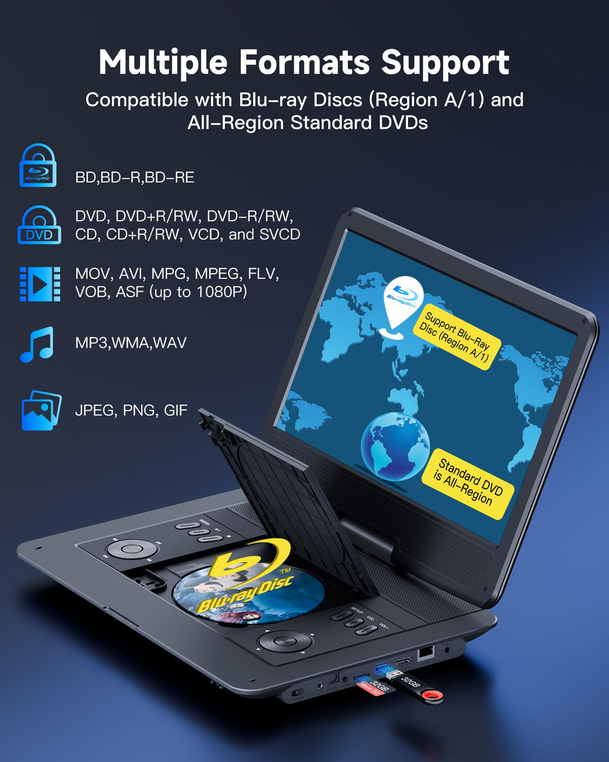 WONNIE HDMI OUT and AV OUT enable big-screen sharing with a TV.