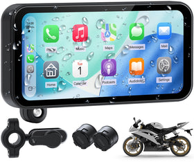Wonsidary 6.25-inch CarPlay screen on motorcycle front view for safer navigation.