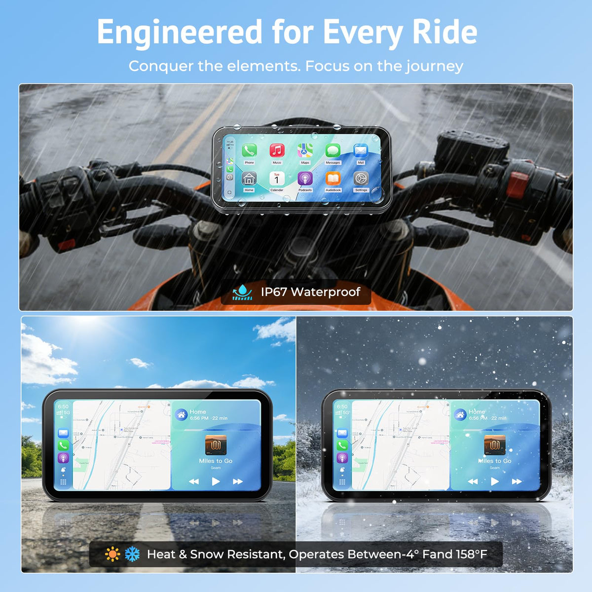 Wonsidary dual power options for flexible motorcycle mounting.