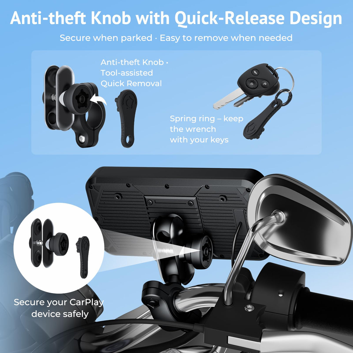 Wonsidary quick-release anti-theft design secures the display.