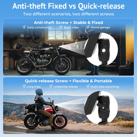 Bracket installation for secure mounting on various motorcycle models.