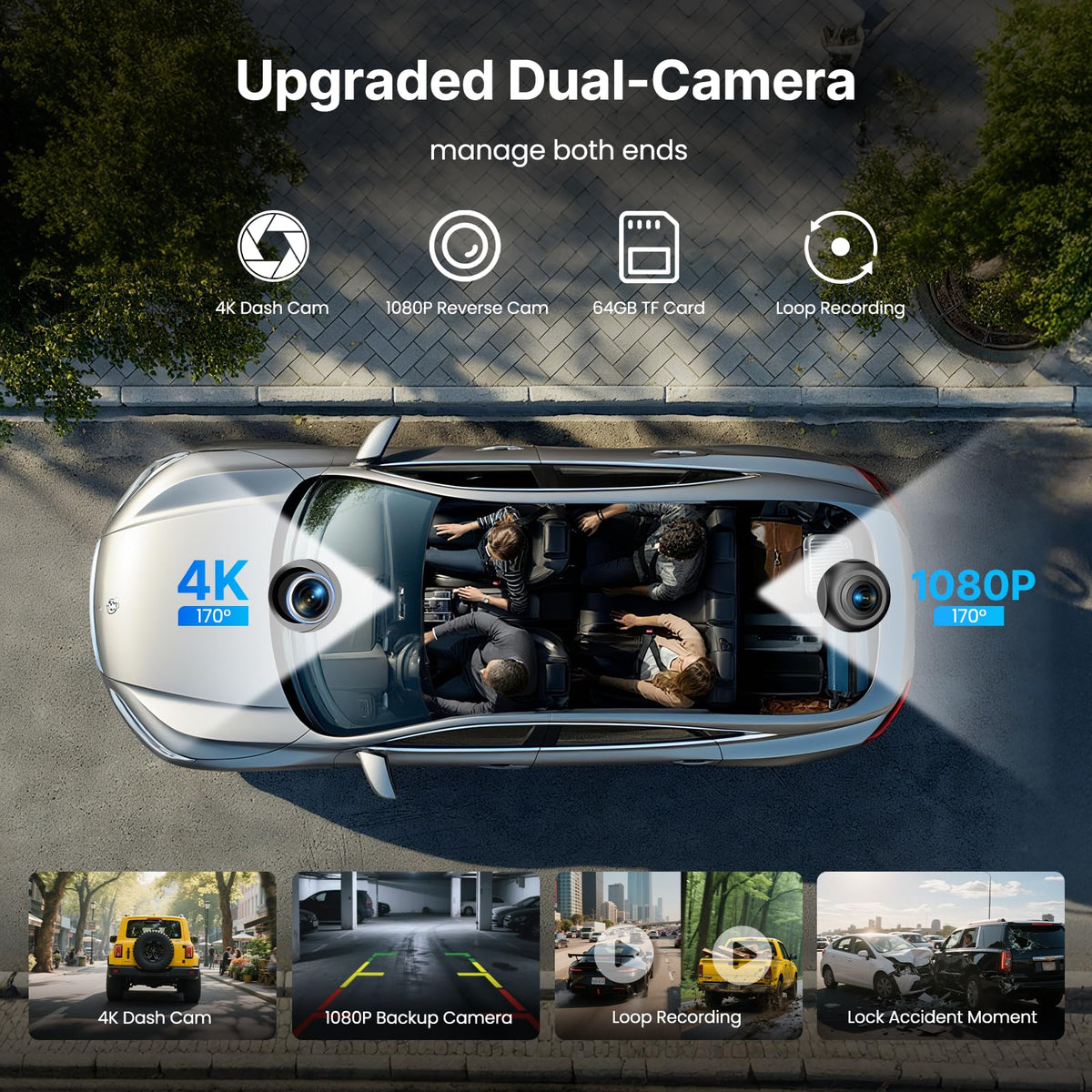 WonVon 4K dash cam with loop recording