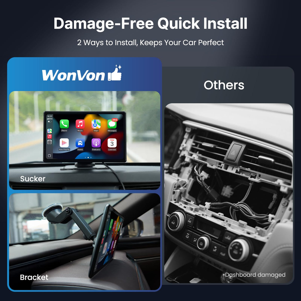 WonVon quick mounts simplify installation on trucks, SUVs, and vans.