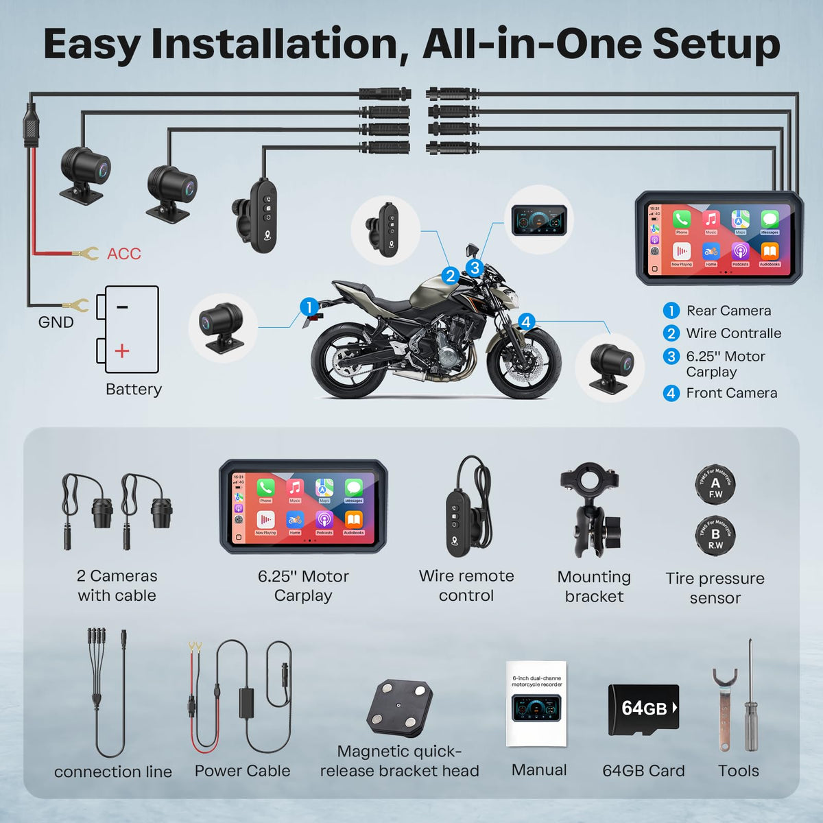 WonVon Bluetooth helmet audio with built-in mic for clear calls
