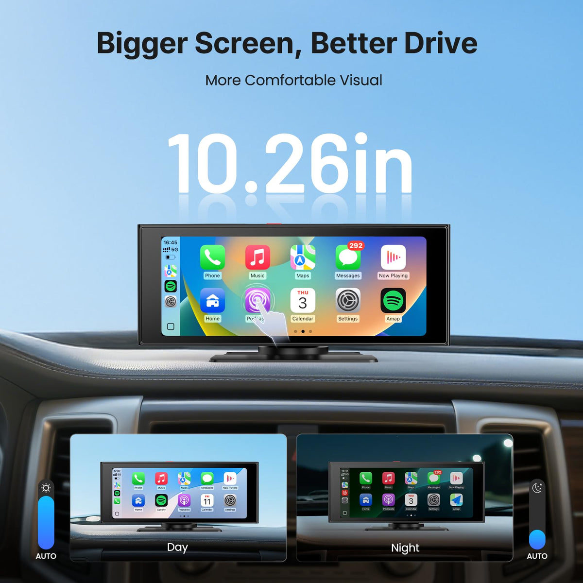 WonVon bright 750nit display improves in-car visibility in sunlight