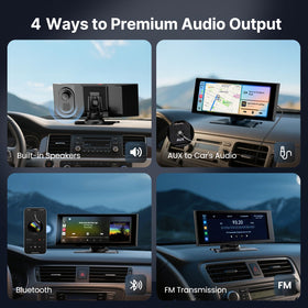 WonVon Wireless Car Play Screen four audio outputs Bluetooth FM AUX built-in speakers