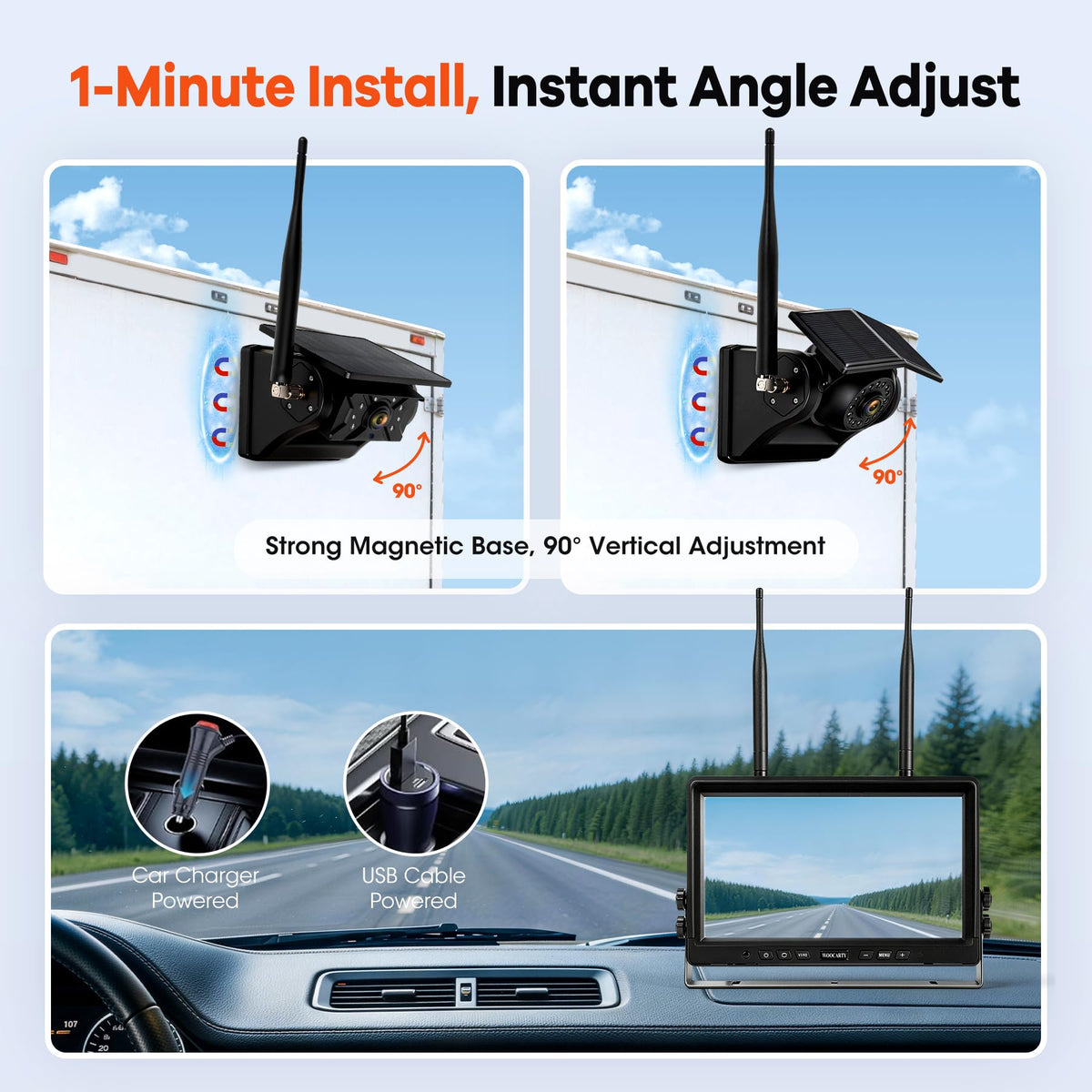 WOOCARTY 10-1 inch IPS DVR screen delivers crisp live view for safe hitching.