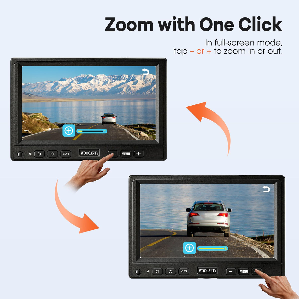 WOOCARTY 7-inch IPS DVR screen delivering crisp live view