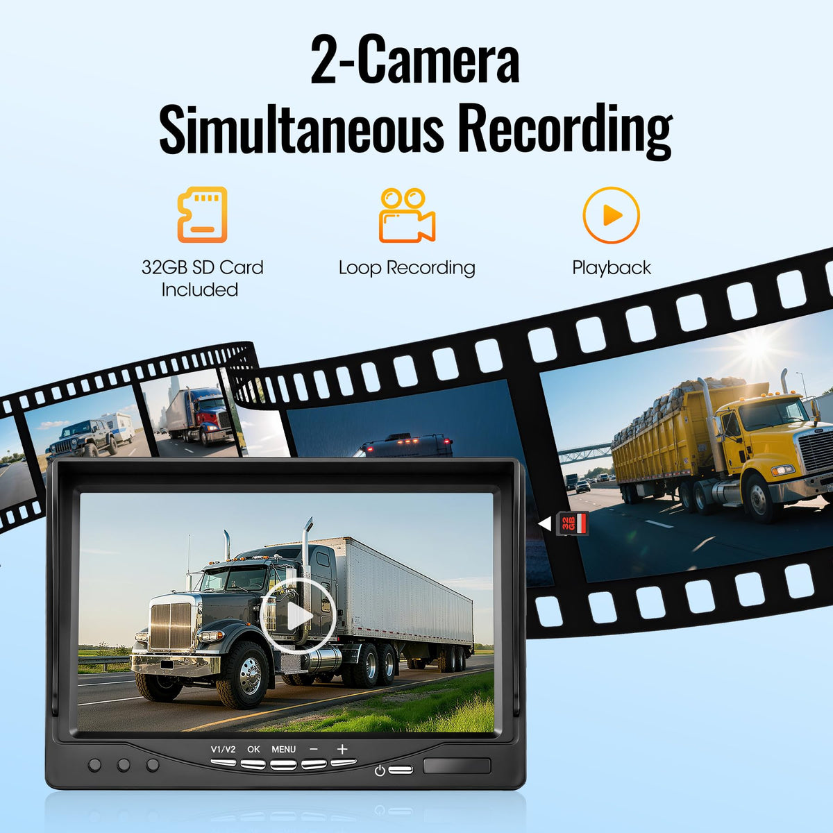 WOOCARTY DVR rear view system display with loop recording capability