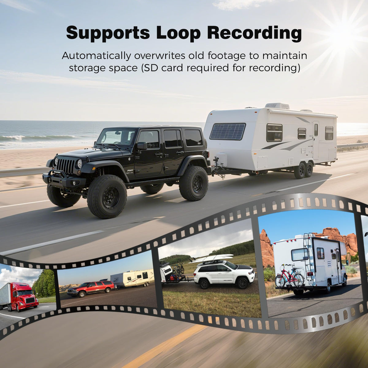 WOOCARTY installation kit includes mounts, power adapters, and dual power options.
