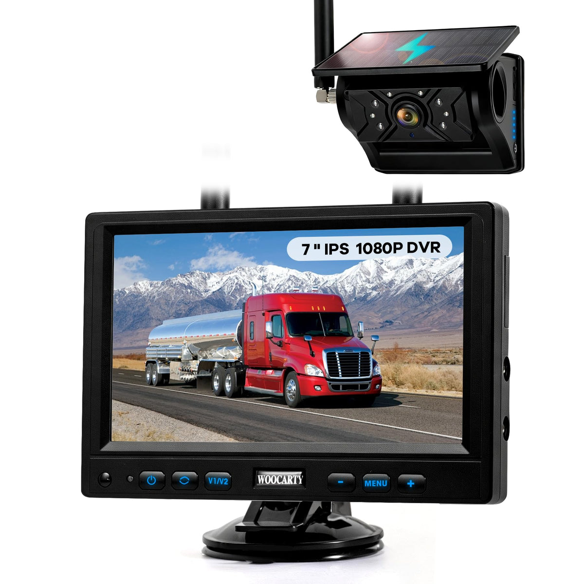 WOOCARTY solar magnetic trailer camera mounted on metal surface for quick setup